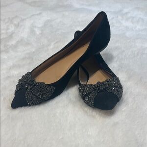 Tory Burch Black Flats with Crystal Bow